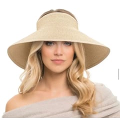 GENERICO - Visera pava playa sol para mujer Beige