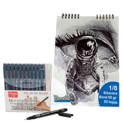 POINTER - Kit Dibujo Rapidógrafo X12 Bitácora De 18 En Papel Bond