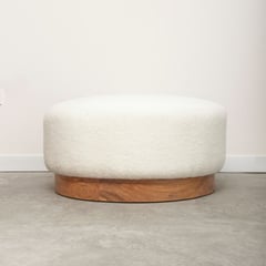 ENMADERA - Puff Vichy Color Crudo Con Base En Madera