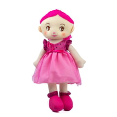 MONKEY BRANDS - Muñeca de trapo 36cm para niñas de vestido rosa