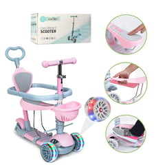 BABY ON - Scooter Patineta 5 En 1 Para Bebes Y Niños Con Descansapies Rosa