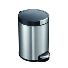 ACCESORIOS Y ACABADOS - Caneca de Pedal Redonda AyA Tapa Caída Suave 5L Acero Inox