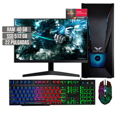 HALCON - PC EQUIPO COMPUTADOR GAMER AMD RYZEN 5 5600G SSD 512GB RAM 40GB LED 22" FHD