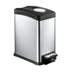 ACCESORIOS Y ACABADOS - Caneca Pedal Rectangular AyA Tapa Caída Suave 12L Acero Inox