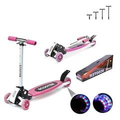 BABY ON - Patineta monopatín Scooter 4 Ruedas Plegable Aluminio Rosa