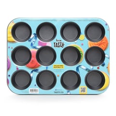 TASTY - Molde para hacer muffins x12 acero 35.5 x 26.8 cm