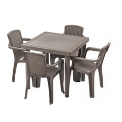 PLASTICOS MQ - Juego De Comedor Exterior 4 Puestos Infinity Marca Mq