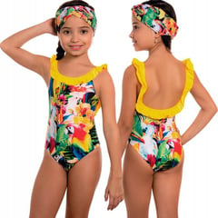 PRAIE - Vestido de Baño Enterizo Niña 2202N Pájaros Amarillo