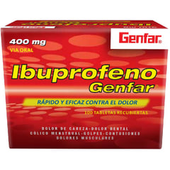 GENFAR - Ibuprofeno 400Mg Caja X 100 Tabletas Recubiertas