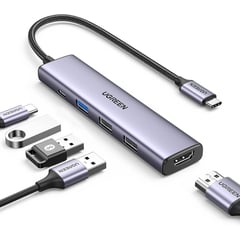 UGREEN - Adaptador USB-C 5 en 1 Multipuerto USB 3.0 HDMI 4k 30hz 100w