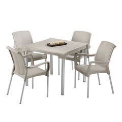 RIMAX - Comedor Shia (1 Mesa + 4 Sillas CON Brazos TAUPE)