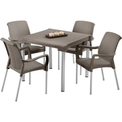 RIMAX - Comedor Shia (1 Mesa + 4 Sillas CON Brazos MOCCA)