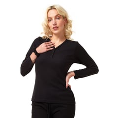 SANTANA - Camiseta Mujer Henley Negro