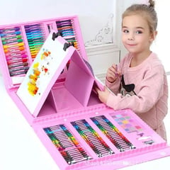 KIDSHOP - Set De Arte Para Niños 208 Piezas Portátil Crayon 7221 Rosa