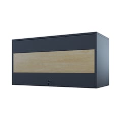 GENERICO - Gabinete Aéreo Metálico Gris Nopal con Franja decorativa color Maple