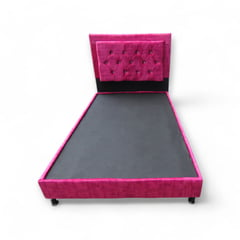 GENERICO - Cama para niñas Modernas con Espaldar Fucsia Medidas 140 X 190