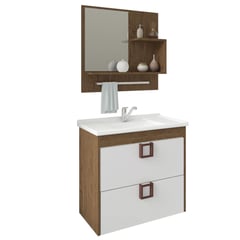 AKIVOY - Mueble de Baño Lirio con Espejo Color Almendra - Blanco