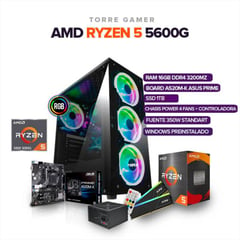 AMD - TORRE GAMER RYZEN 5 5600G/ 16GB RAM /1TB SSD/ BOARD A520M-K ASUS PRIME