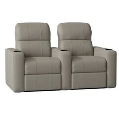 DELUXE FURNITURE - Sillón Reclinable 2 Puestos con posavasos Gris Microfibra