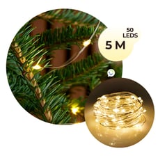 COMPRALOENCASA COM - Luces Micro Led Pila 5 M Decoración Luces Navidad 50 Luces TX50B-W-S