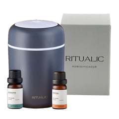 RITUALIC LABORATORIO DE PLANTAS - Kit Humidificador RITUALIC + 2Aceites Esenciales de 10 mL c/u: Eucalipto y Naranja