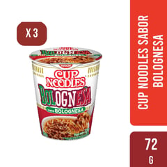 NISSIN - Cup Noodles sabor Bolognesa 72Gr pack x3 unidades