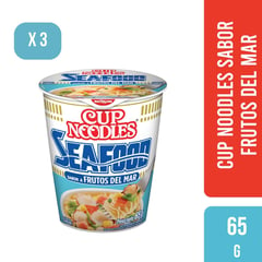 NISSIN - Cup Noodles sabor Frutos del mar 65Gr pack x3 unidades
