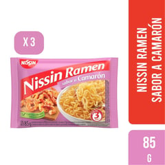 NISSIN - Ramen sabor a Camaron 85 gr x3 unidades