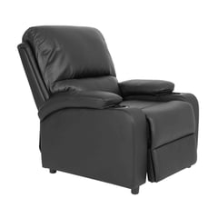 MUEBLES FIOTTI - Silla Reclinable Negro Waheeb Ecocuero con Portavaso