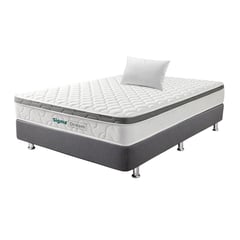 COLCHONES FANTASIA - Combo Sencillo Sigma Dream Base Cama Lino Gris 1 Almohada