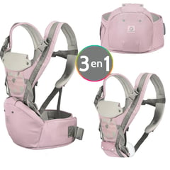 MIFANQI - Cargador Canguro Bebé 3 En 1 Ergonómico Rosado