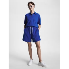 TOMMY HILFIGER - Polo Azul De Media Manga Con Logo Bordado Para Mujer