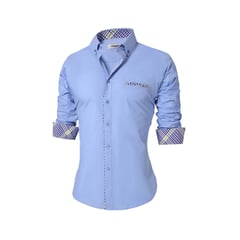 GENERICO - Camisa Hombre Manga Larga Elegante Estilo Moderno Azul