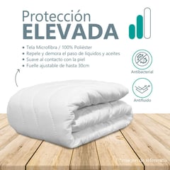 GENERICO - PROTECTOR DE COLCHON 100 POLIESTER UNICOLOR ANTIFLUIDOANTIBACTERIAL S