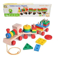 GENERICO - Tren Madera Bloques Formas Juego Didactico Niños Trenes X3