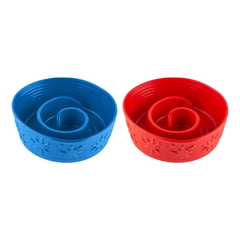 ENERGY PLUS - 2 Platos Comedero Anti-Ansiedad Perros Comer Lento Azul Rojo