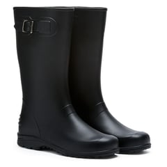 IDECAL - Botas De Lluvia Hebilla Elegantes moda para Mujer Caucho negras