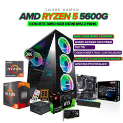 AMD - TORRE GAMER RYZEN 5 5600G /32GB RAM /RTX 3050 6GB /1TB SSD /BOARD A520