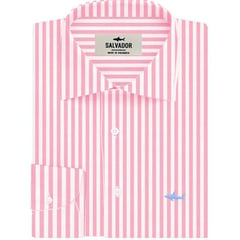 SALVADOR BEACHWEAR - Camisa  Salvador Blancas Rayas Rosadas