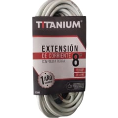 GENERICO - Extensión Eléctrica x8mt con Polo a Tierra 3X14AWG TITANIUM.