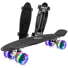 GENERICO - Tabla patineta skate long board luz led 56cm Penny Negra