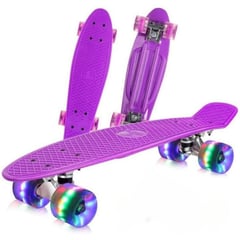 GENERICO - Tabla patineta skate long board luz led 56cm colores penny