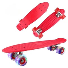 GENERICO - Tabla patineta skate long board luz led 56cm Penny Roja