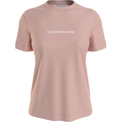 CALVIN KLEIN - Camiseta Con Cuello Redondo Y Logo Mujer Rosado