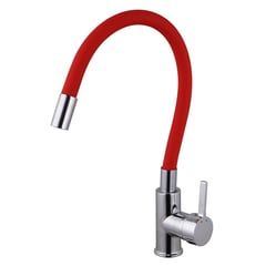 GENERICO - Grifo para lavaplatos cuello Flexible Rojo con Ahorrador de agua
