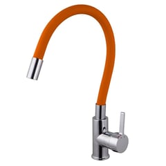 GENERICO - Grifo para lavaplatos cuello Flexible Naranja con Ahorrador de agua