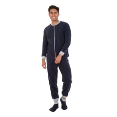 SANTANA - Pijama Hombre Térmica Polar Azul Oscuro