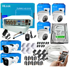 HILOOK - KIT CCTV HIKVISION DVR 8CH 1080P + 5 CÁMARAS DE SEGURIDAD 2MP + DISCO 1TB