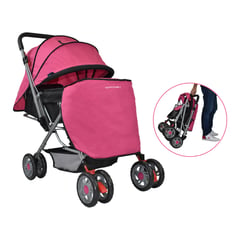 HAPPY BABY - Coche Reversible Bebé Dallas Con Pañalera Rosa