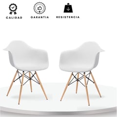 EKONOMODO COLOMBIA - Silla Eames con Brazos Blanco Set x 2